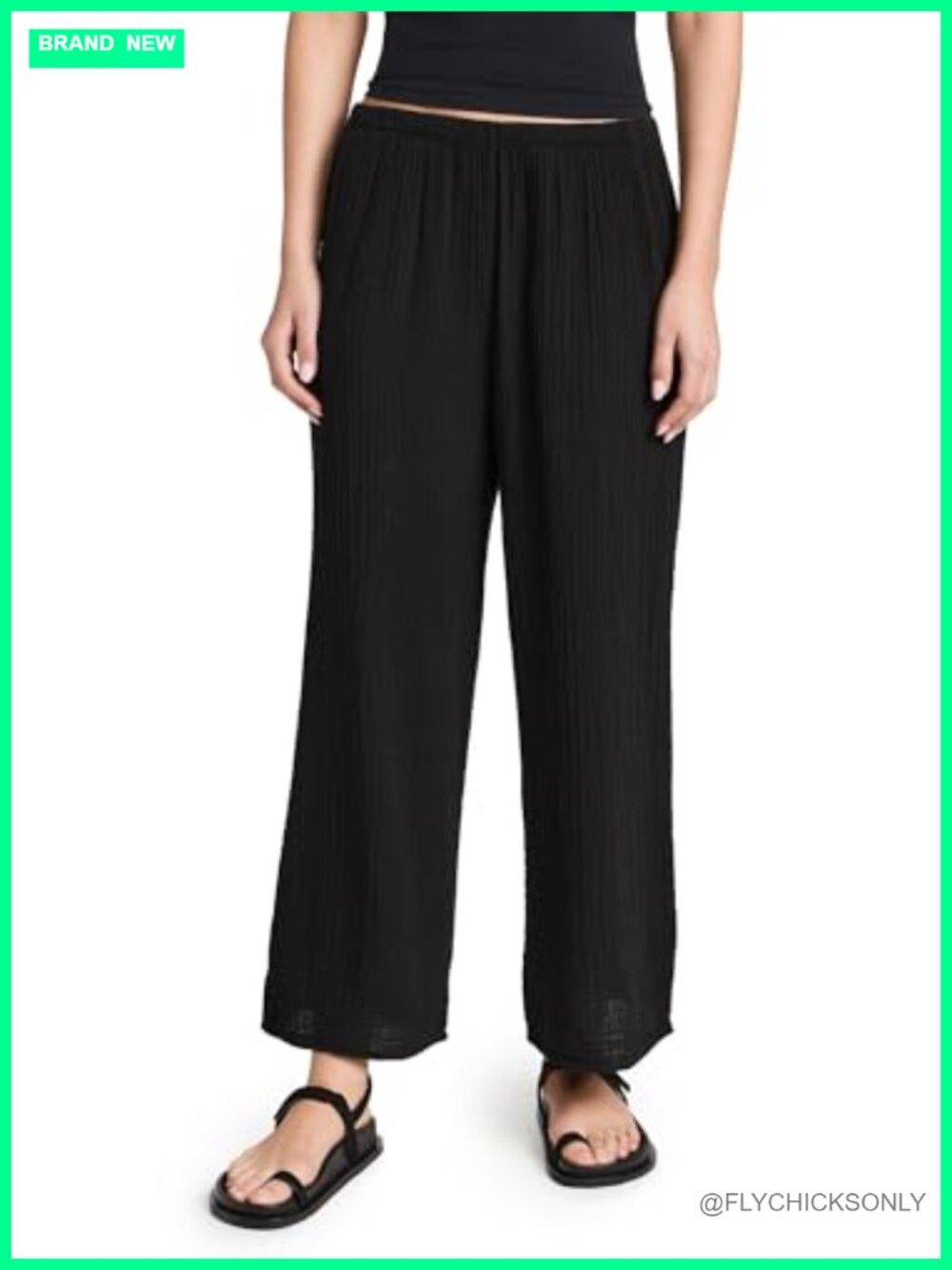 High Rise Palazzo Swim Bottoms Lightweight Crinkled Gauze